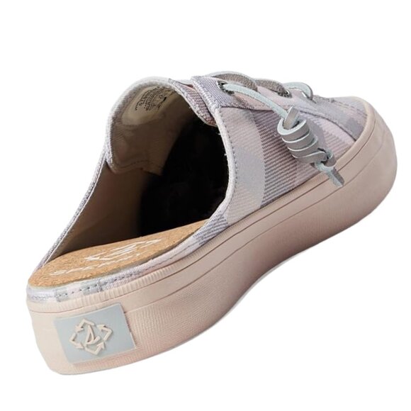 Sperry Crest Vibe Pastel Pink Gingham Gray Plaid Slip On Mule, Size 9 - Picture 3 of 9
